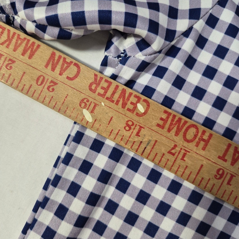 Collars & Co Polo Med Blue Gingham Check Dress Collar Performance Stretch Preppy - Picture 5 of 6